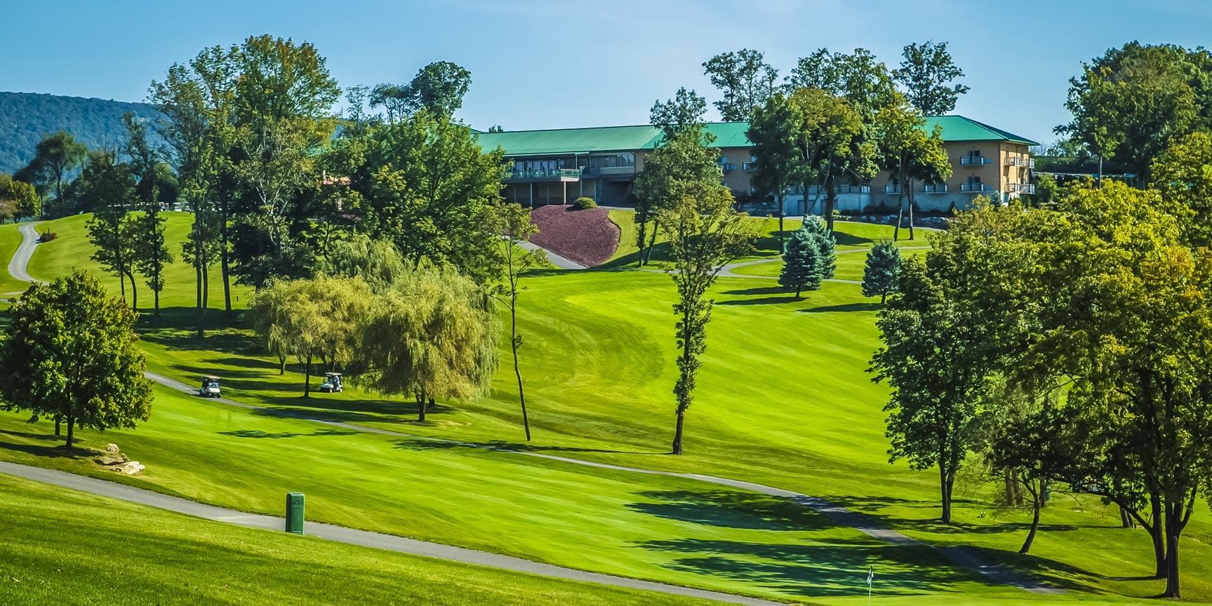 The clubhouse and championship course at Woodstone Country Club, Danielsville PA